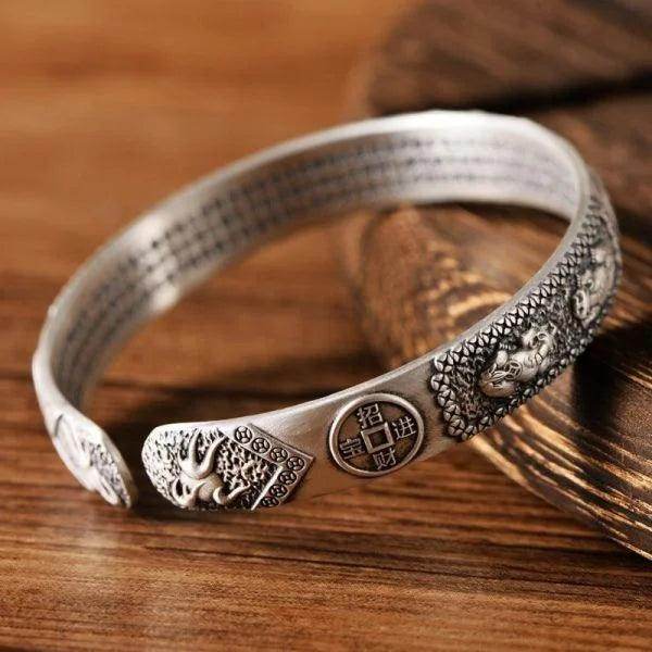 BRACELETE PIXIU DE PRATA 925 PARA ATRAIR BOA SORTE E RIQUEZA - Figma Store