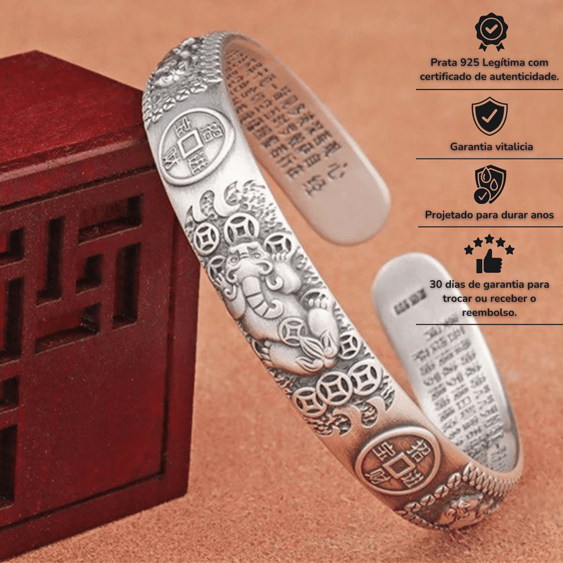 BRACELETE PIXIU DE PRATA 925 PARA ATRAIR BOA SORTE E RIQUEZA - Figma Store