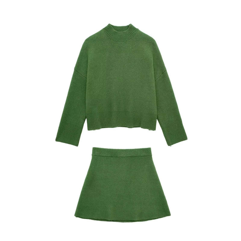 Conjunto Verde Outono Inverno: Suéter e Minissaia Monocromática Toronto - Figma Store