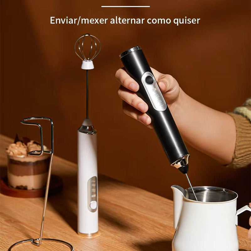 Batedor Misturador Mixer Elétrico para Bebidas Leite Café Portátil - Figma Store